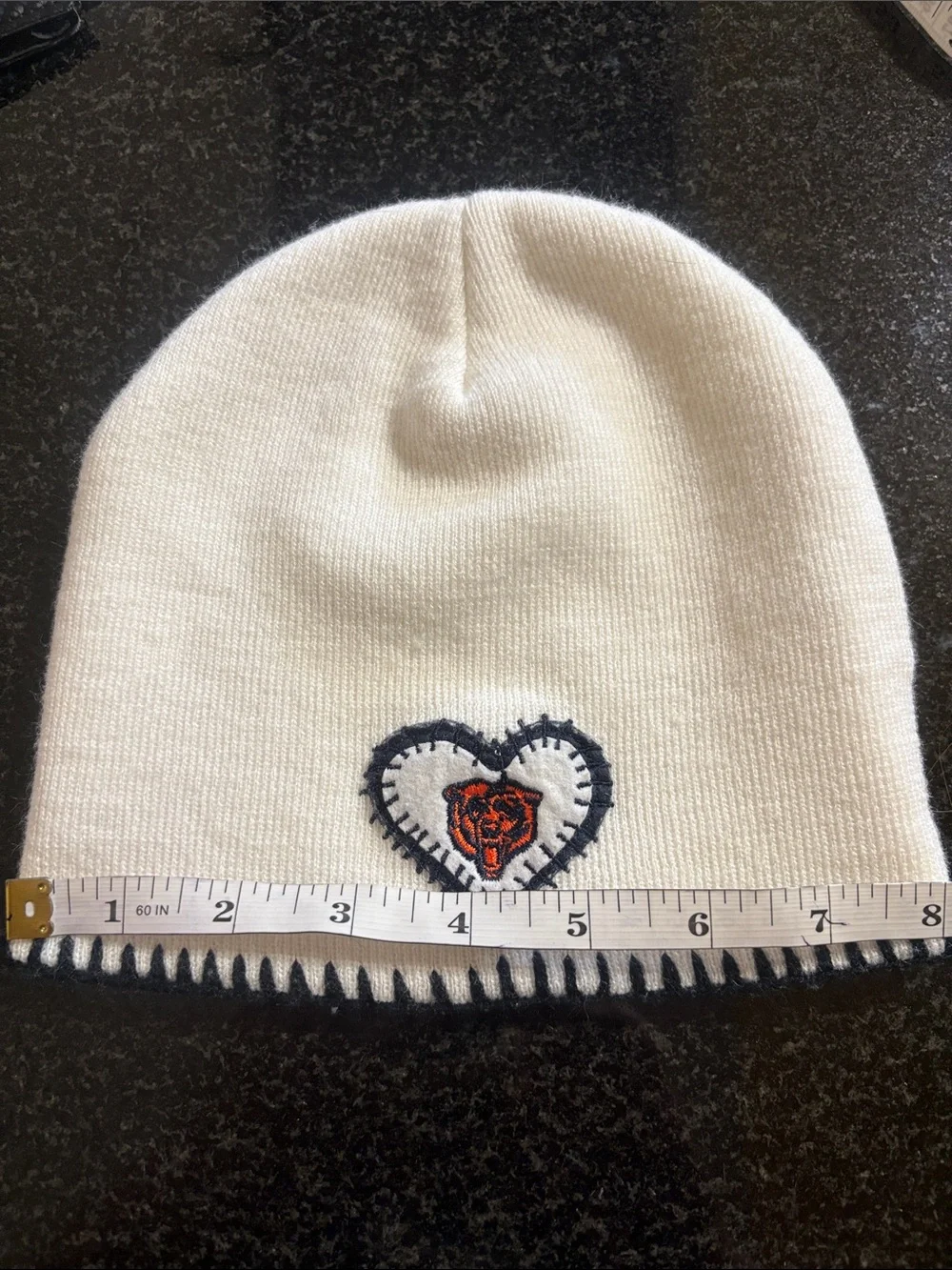 NFL Chicago Bears - Kids White Beanie Hat with Heart Patch and Navy Stitching